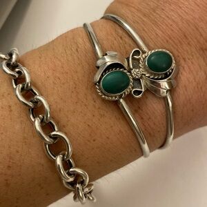 Native Sterling & Malachite cuff bracelet
